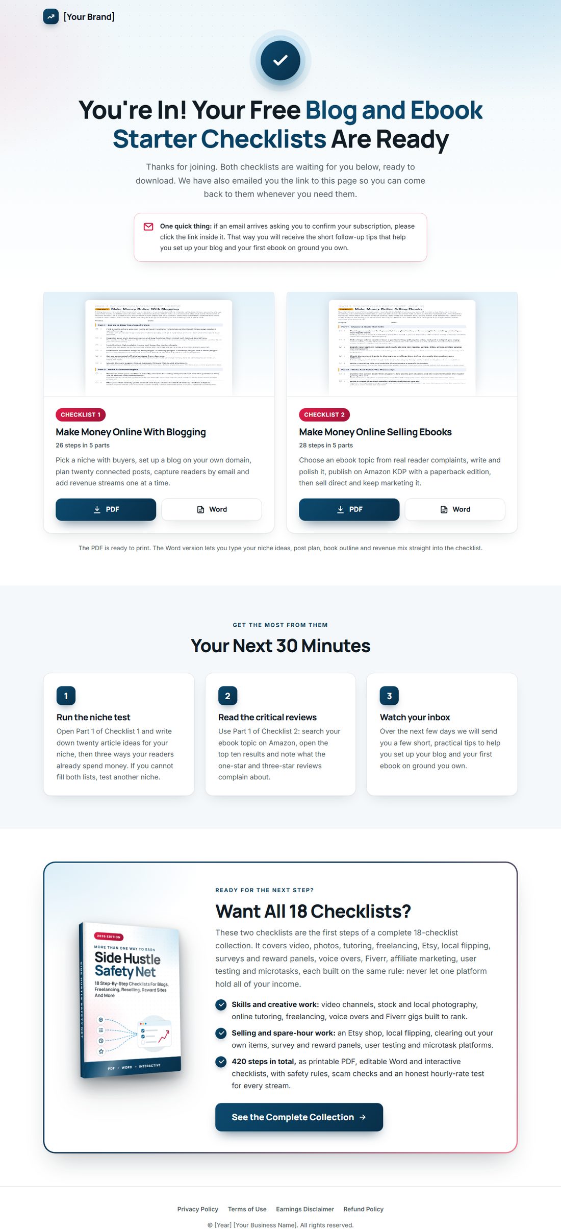 The download page on desktop