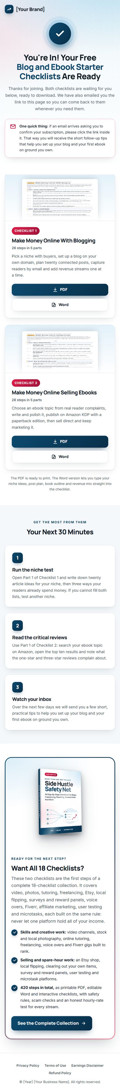 The download page on a phone