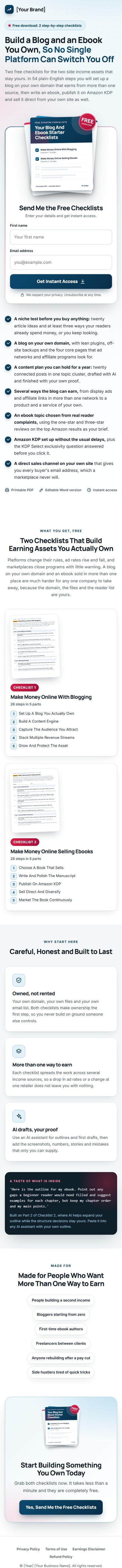The Side Hustle Profit Kit squeeze page on a phone