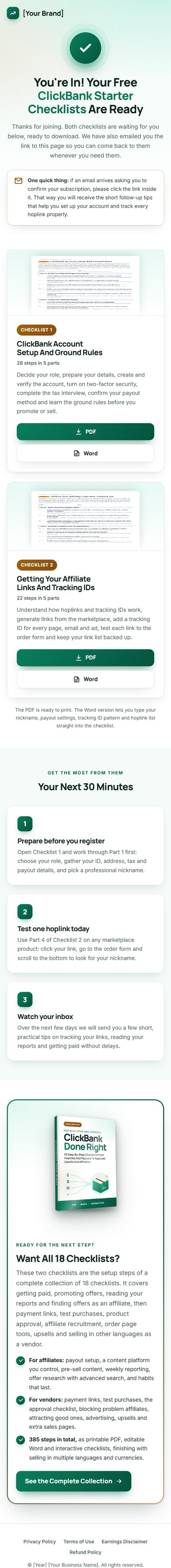 The download page on a phone
