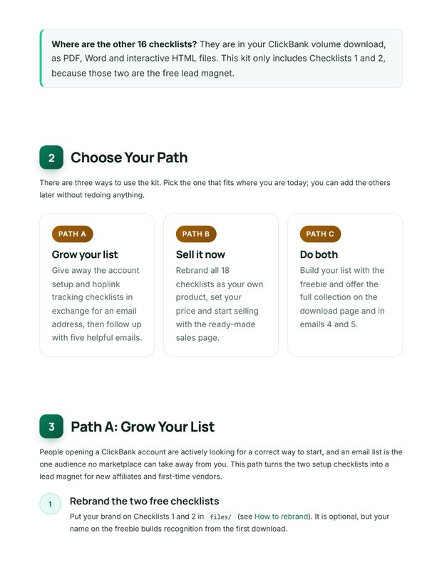 Quick Start Guide inside page