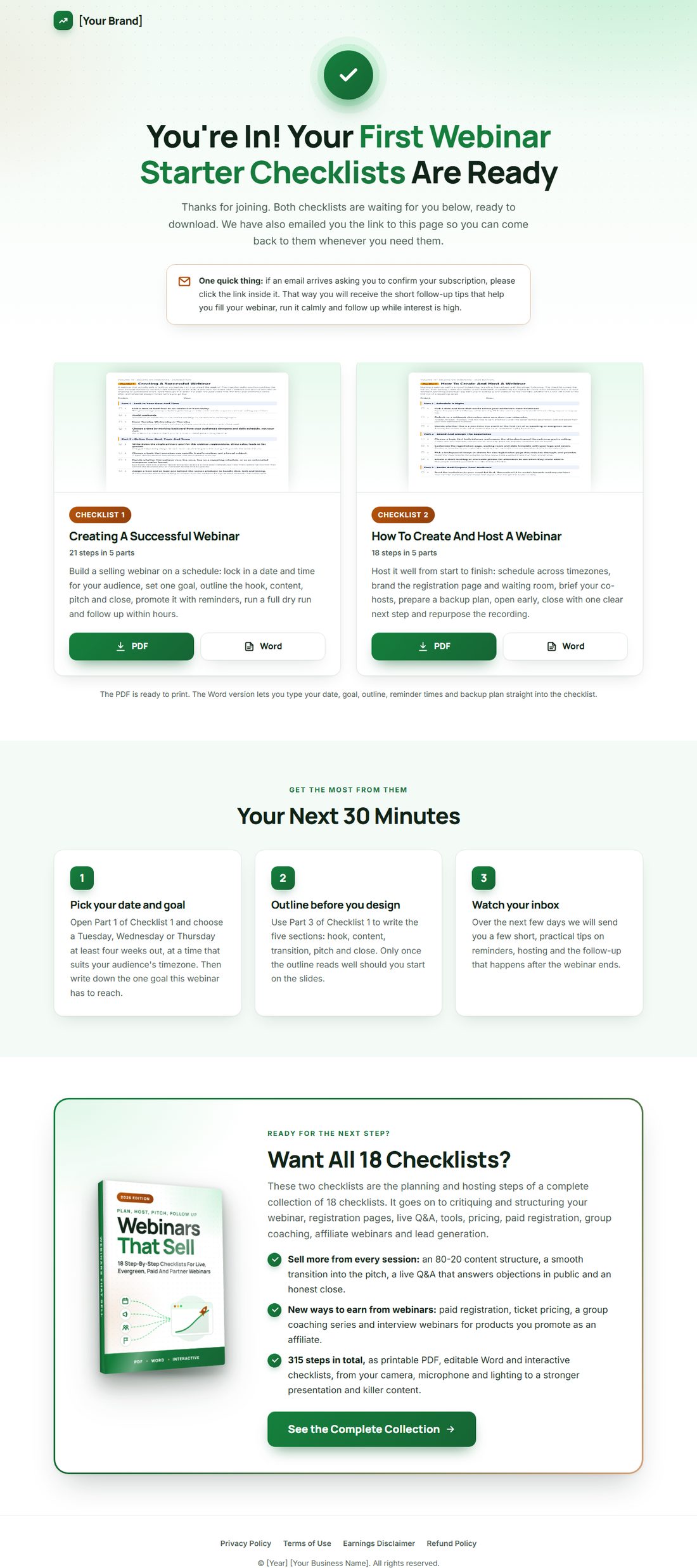 The download page on desktop