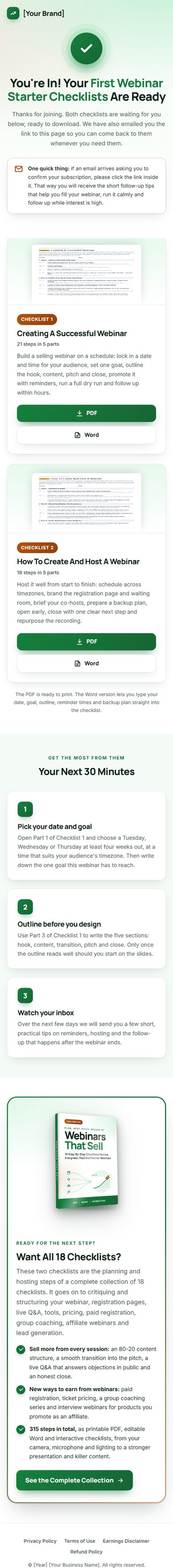 The download page on a phone