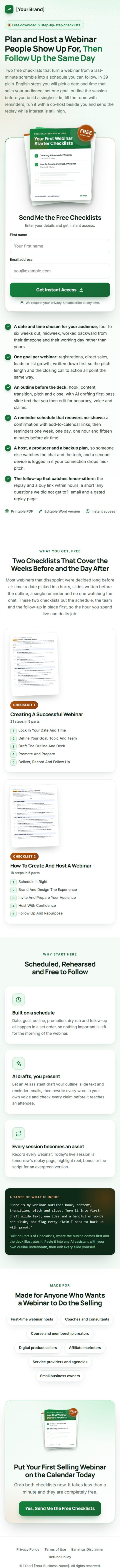 The Webinar Selling Profit Kit squeeze page on a phone