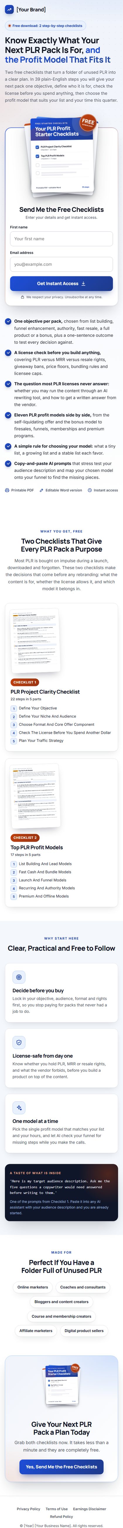 The PLR Playbook Profit Kit squeeze page on a phone