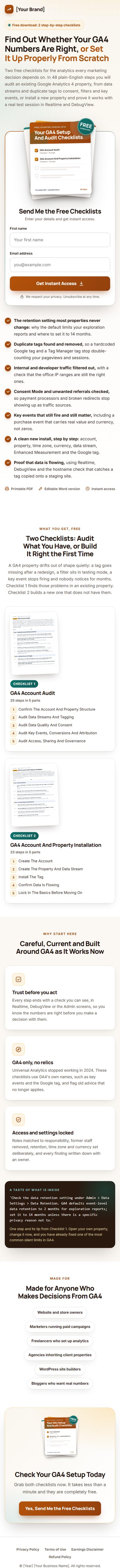 The GA4 Analytics Profit Kit squeeze page on a phone
