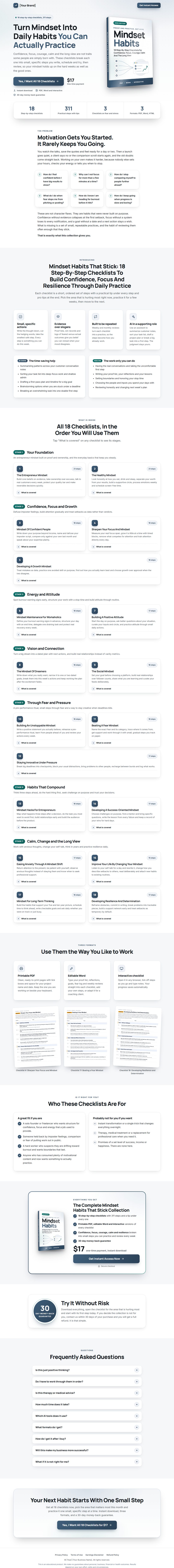 The Mindset Habits Profit Kit mini sales page, ready for your name