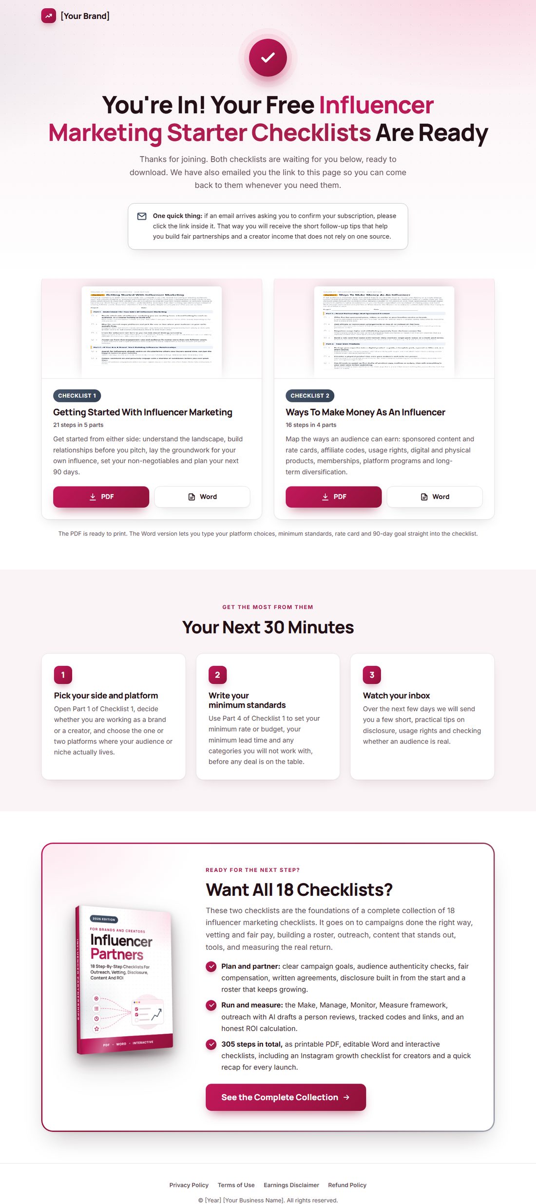 The download page on desktop
