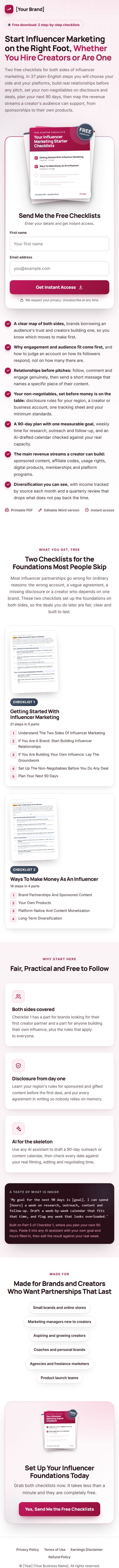 The Influencer Partnerships Profit Kit squeeze page on a phone