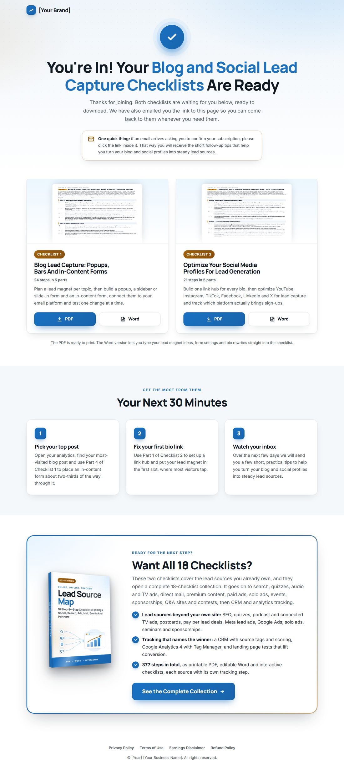 The download page on desktop