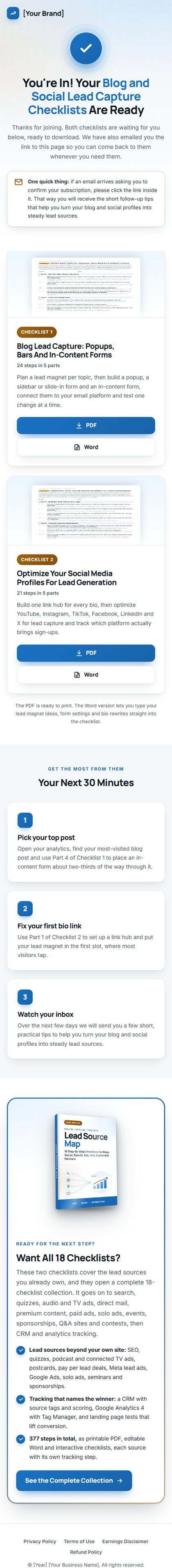 The download page on a phone