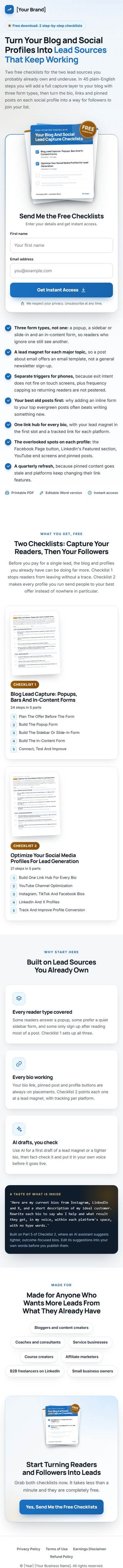 The Lead Sources Profit Kit squeeze page on a phone