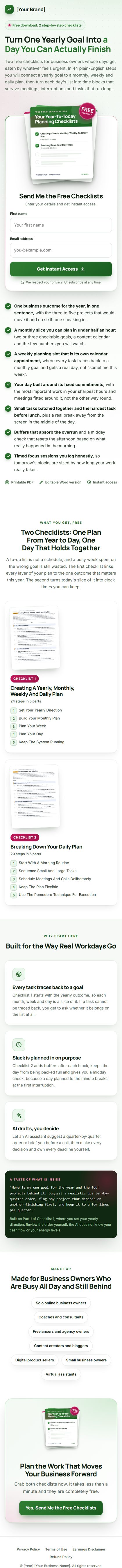 The Focused Workday Profit Kit squeeze page on a phone