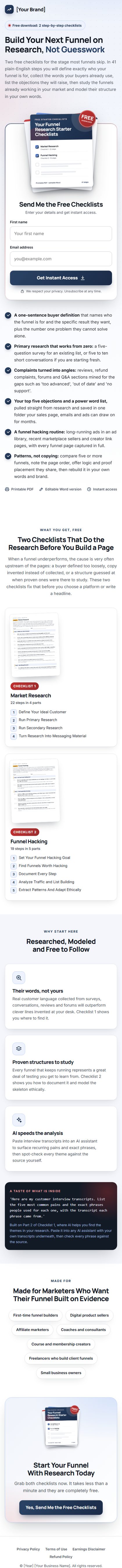 The Funnel Building Profit Kit squeeze page on a phone