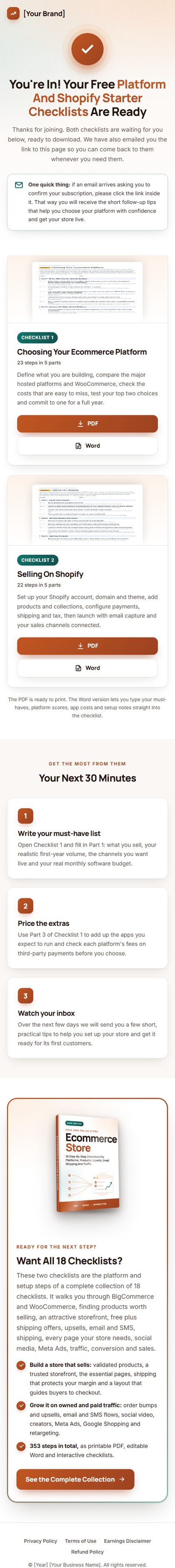 The download page on a phone