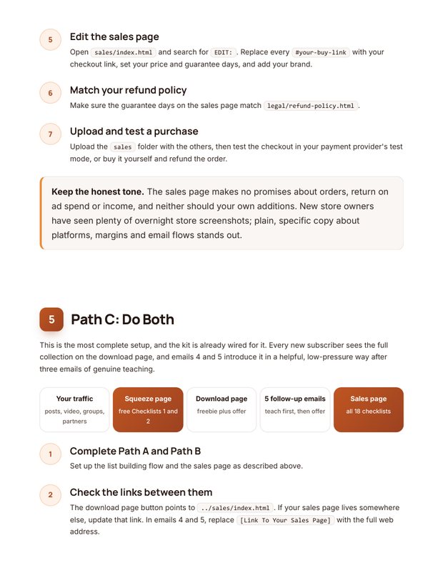 Quick Start Guide action plan page