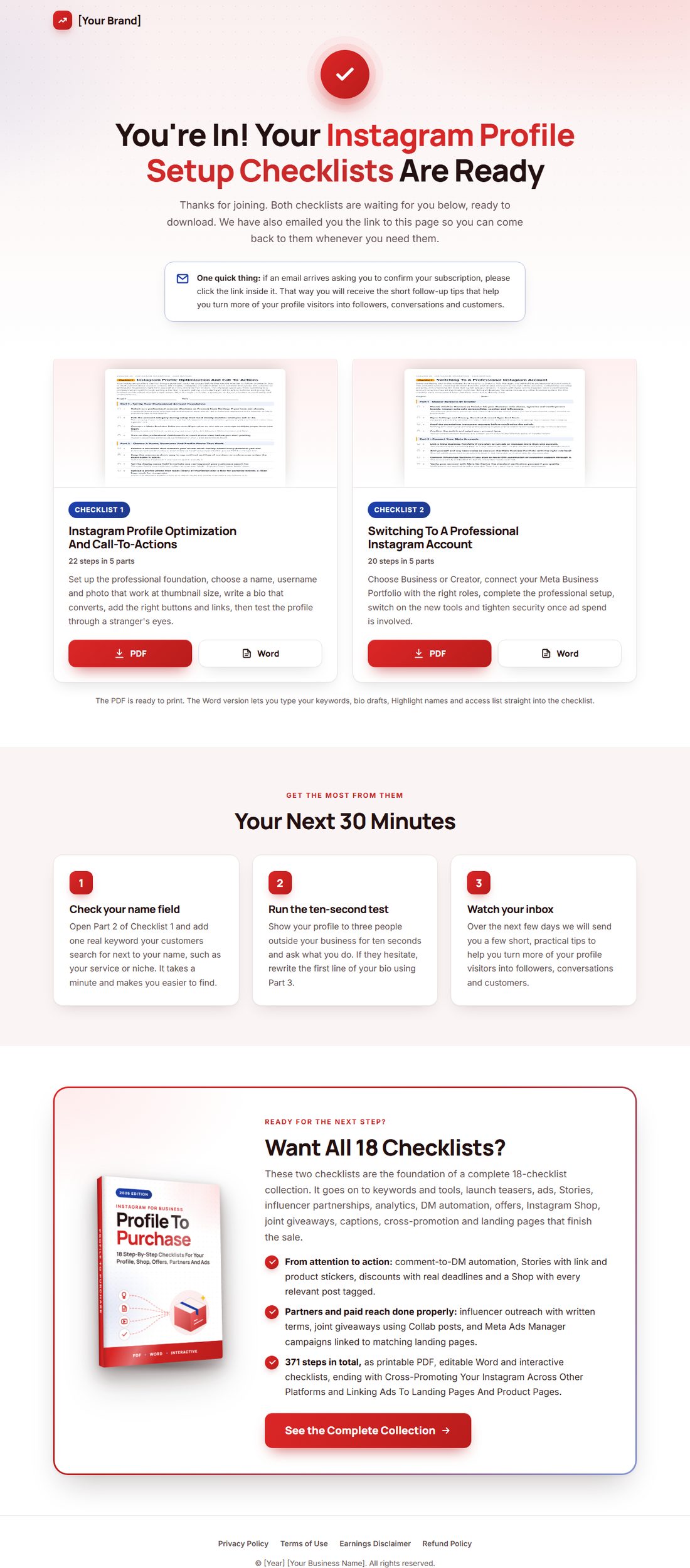 The download page on desktop