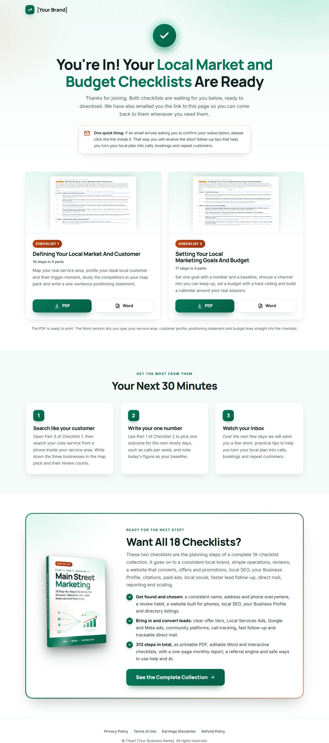 The download page on desktop