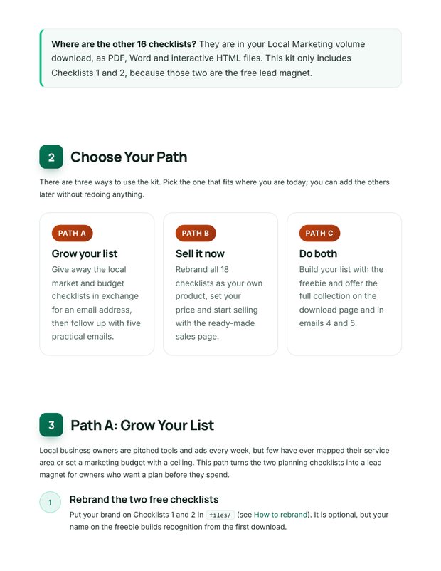 Quick Start Guide inside page
