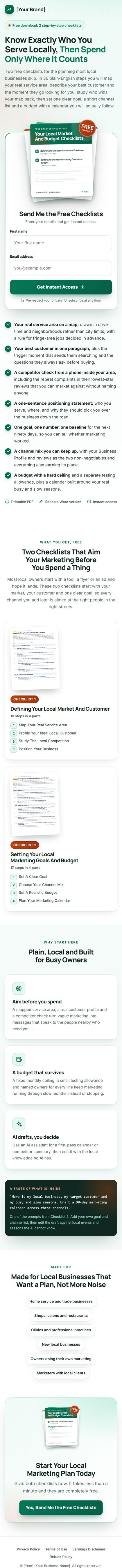 The Local Marketing Profit Kit squeeze page on a phone