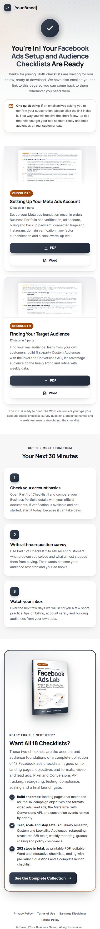 The download page on a phone