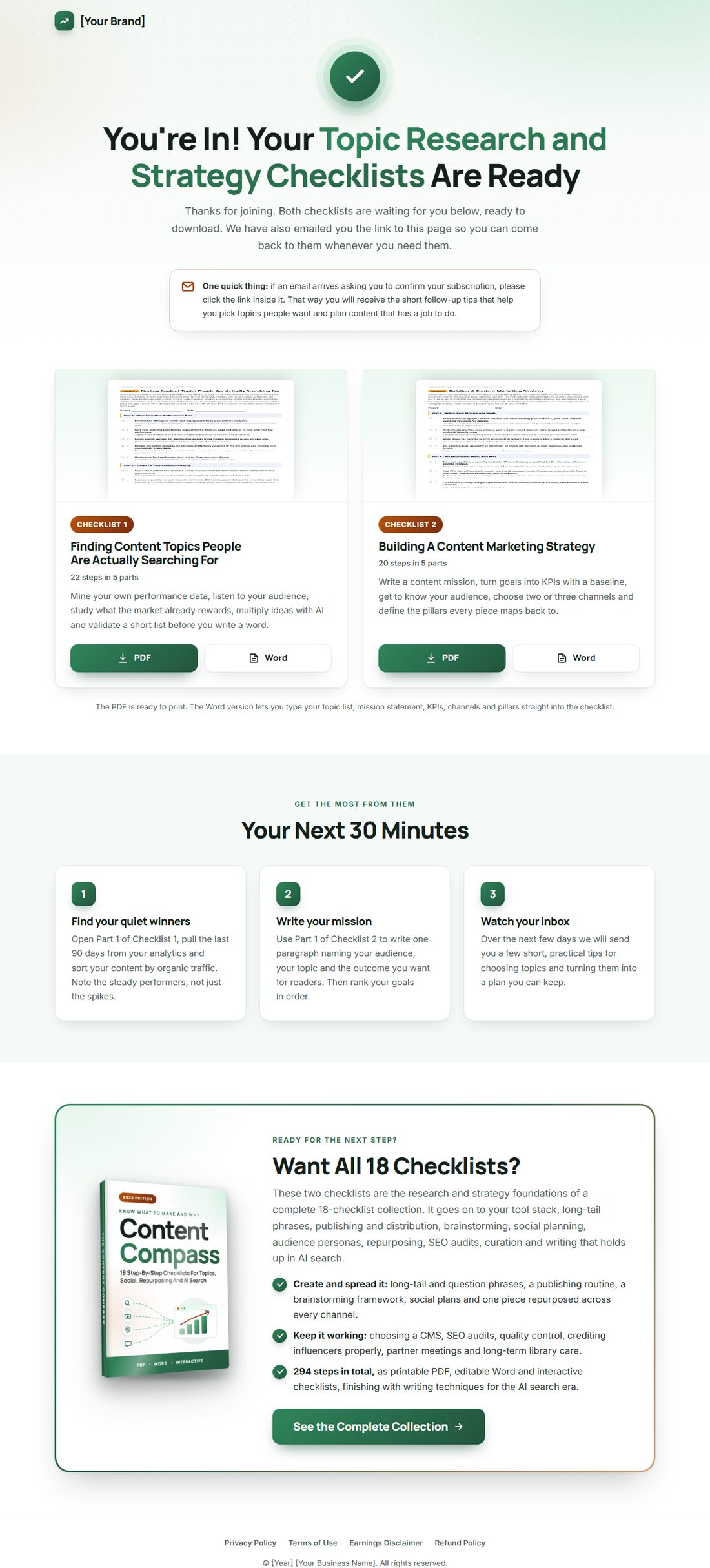 The download page on desktop