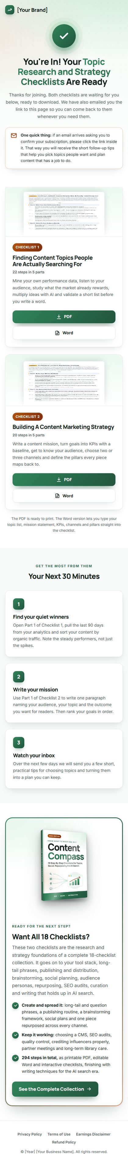The download page on a phone