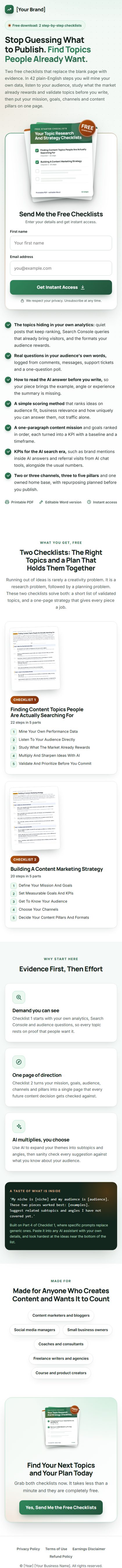 The Content Strategy Profit Kit squeeze page on a phone