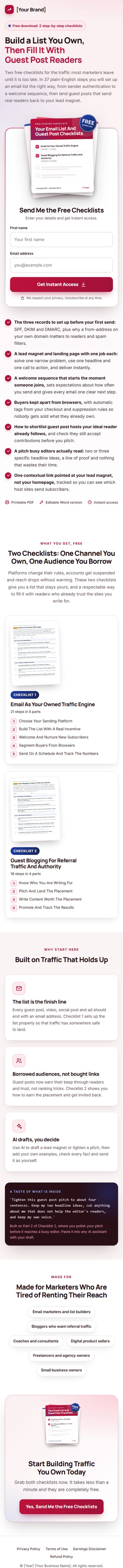 The Owned Traffic Profit Kit squeeze page on a phone