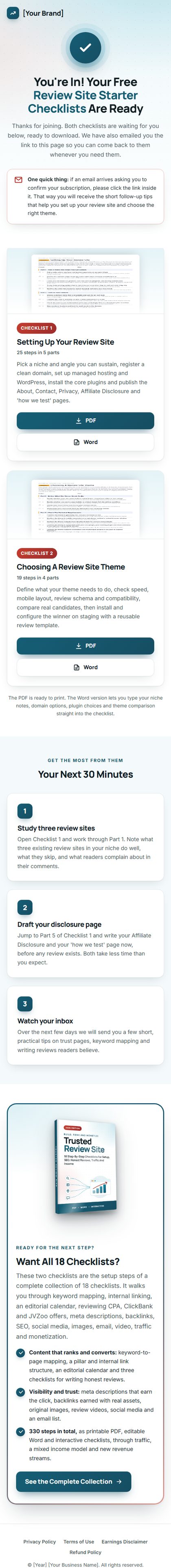 The download page on a phone