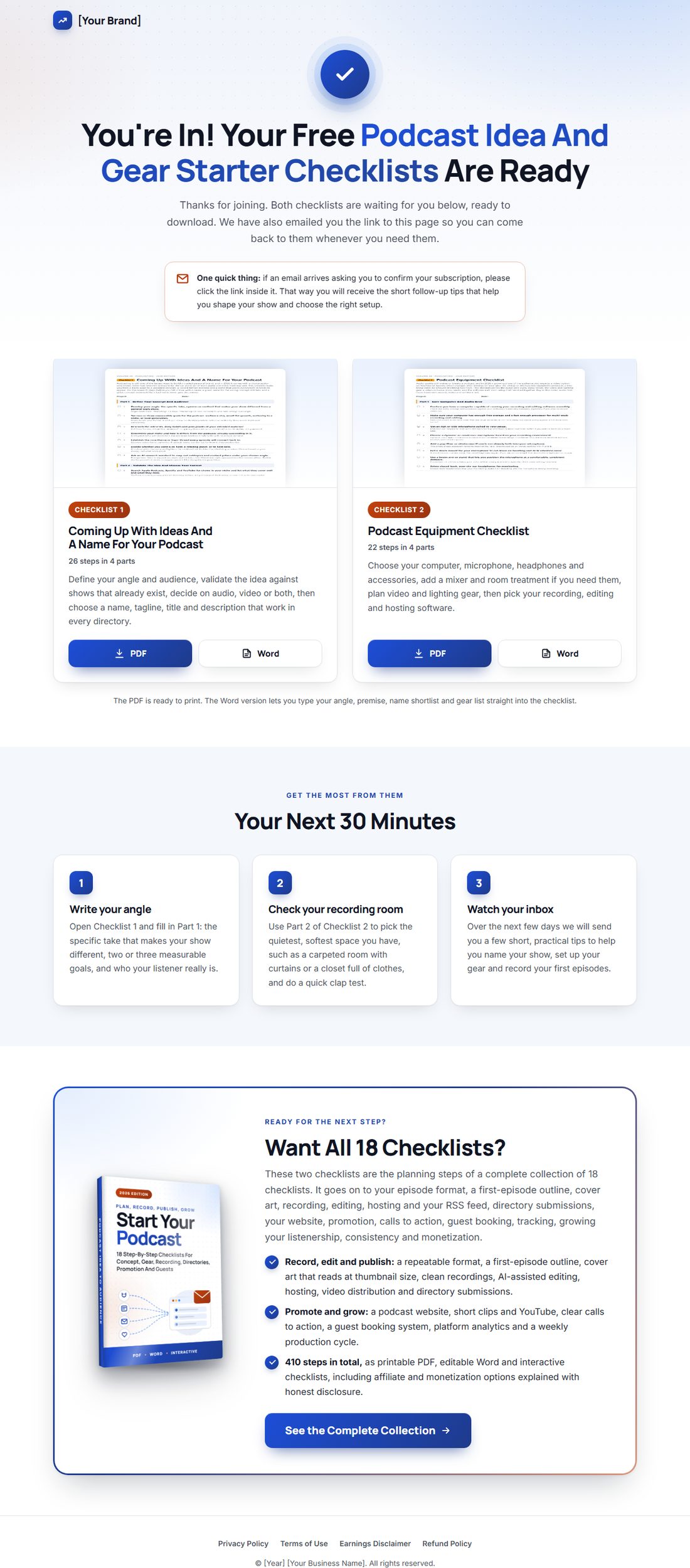 The download page on desktop