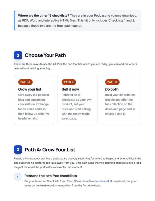 Quick Start Guide inside page