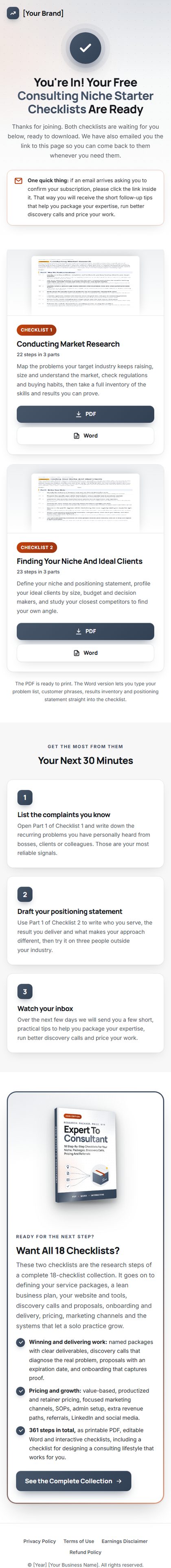 The download page on a phone