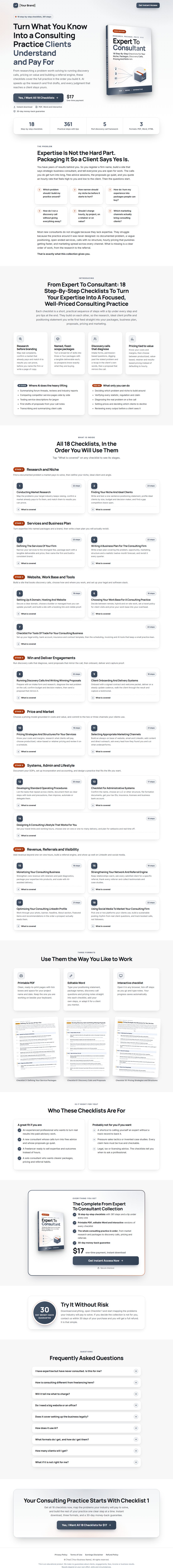 The Consulting Practice Profit Kit mini sales page, ready for your name