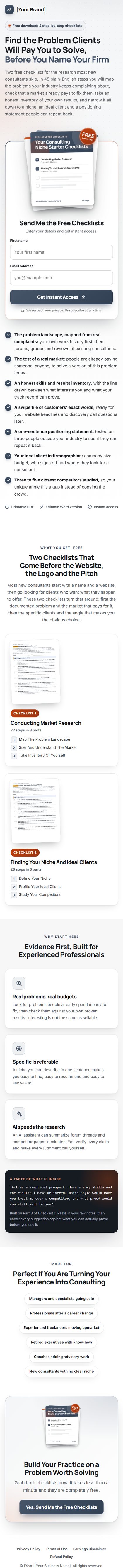 The Consulting Practice Profit Kit squeeze page on a phone