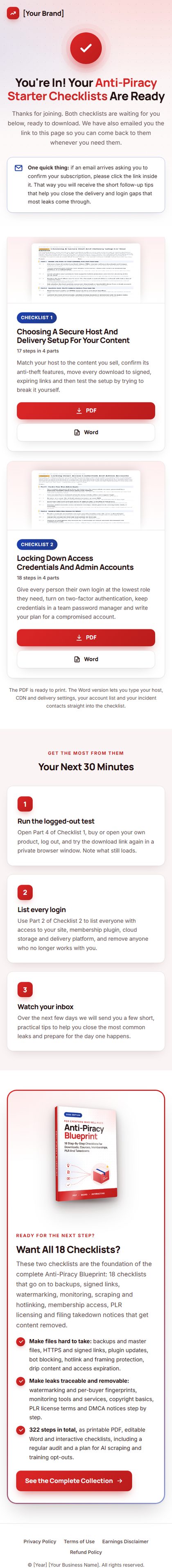 The download page on a phone