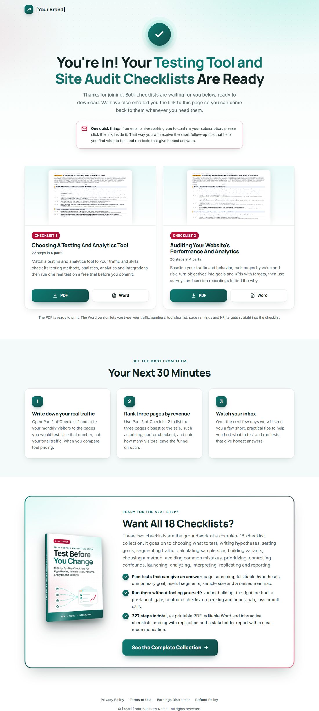 The download page on desktop