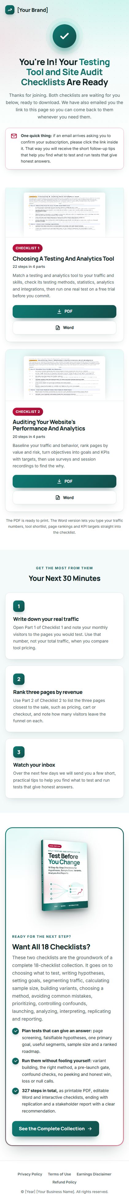 The download page on a phone
