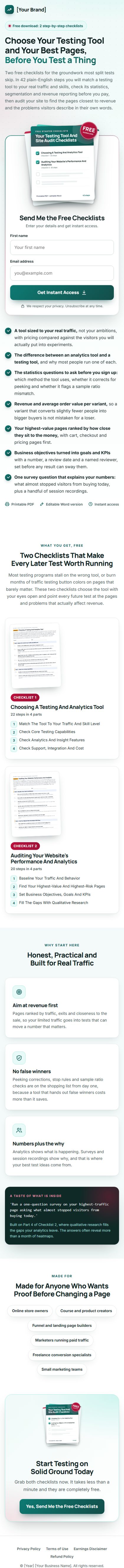 The Split Testing Profit Kit squeeze page on a phone