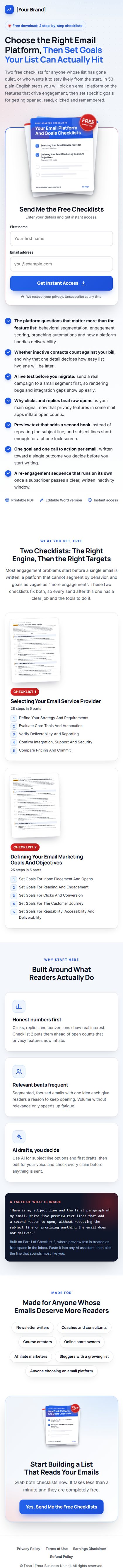 The Engaged List Profit Kit squeeze page on a phone