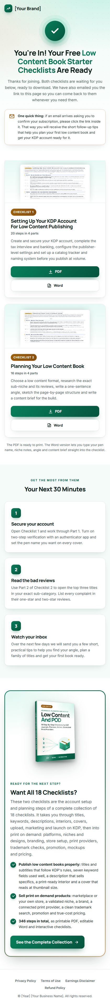 The download page on a phone