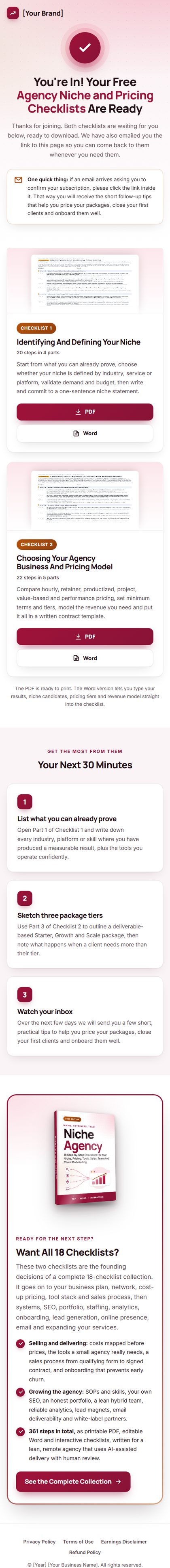 The download page on a phone