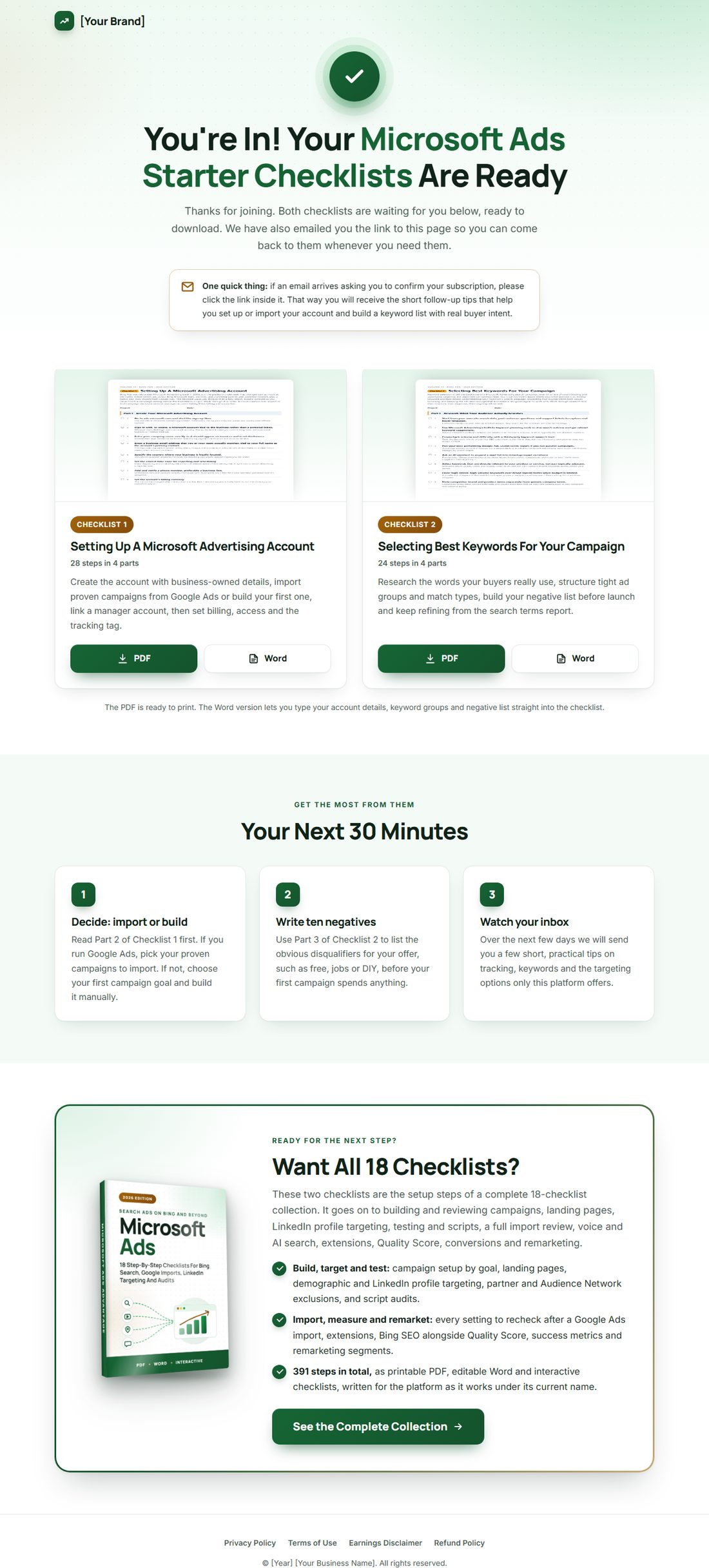 The download page on desktop