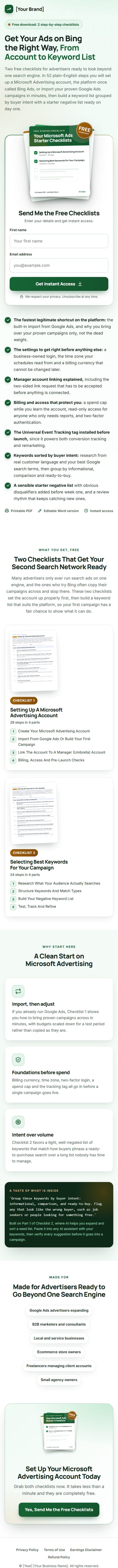 The Microsoft Ads Profit Kit squeeze page on a phone