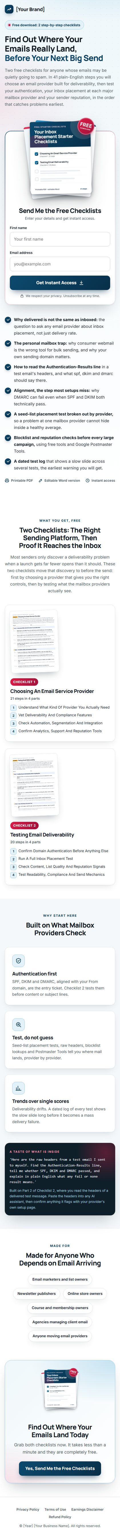 The Inbox Placement Profit Kit squeeze page on a phone