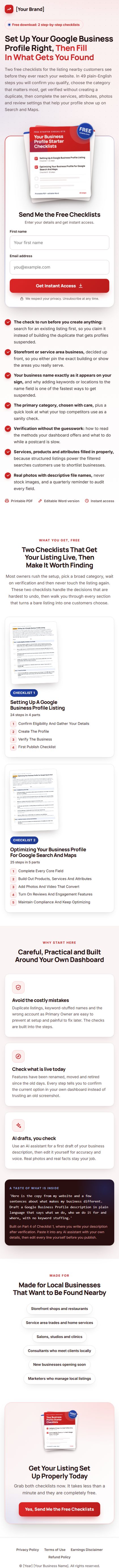 The Business Profile Profit Kit squeeze page on a phone