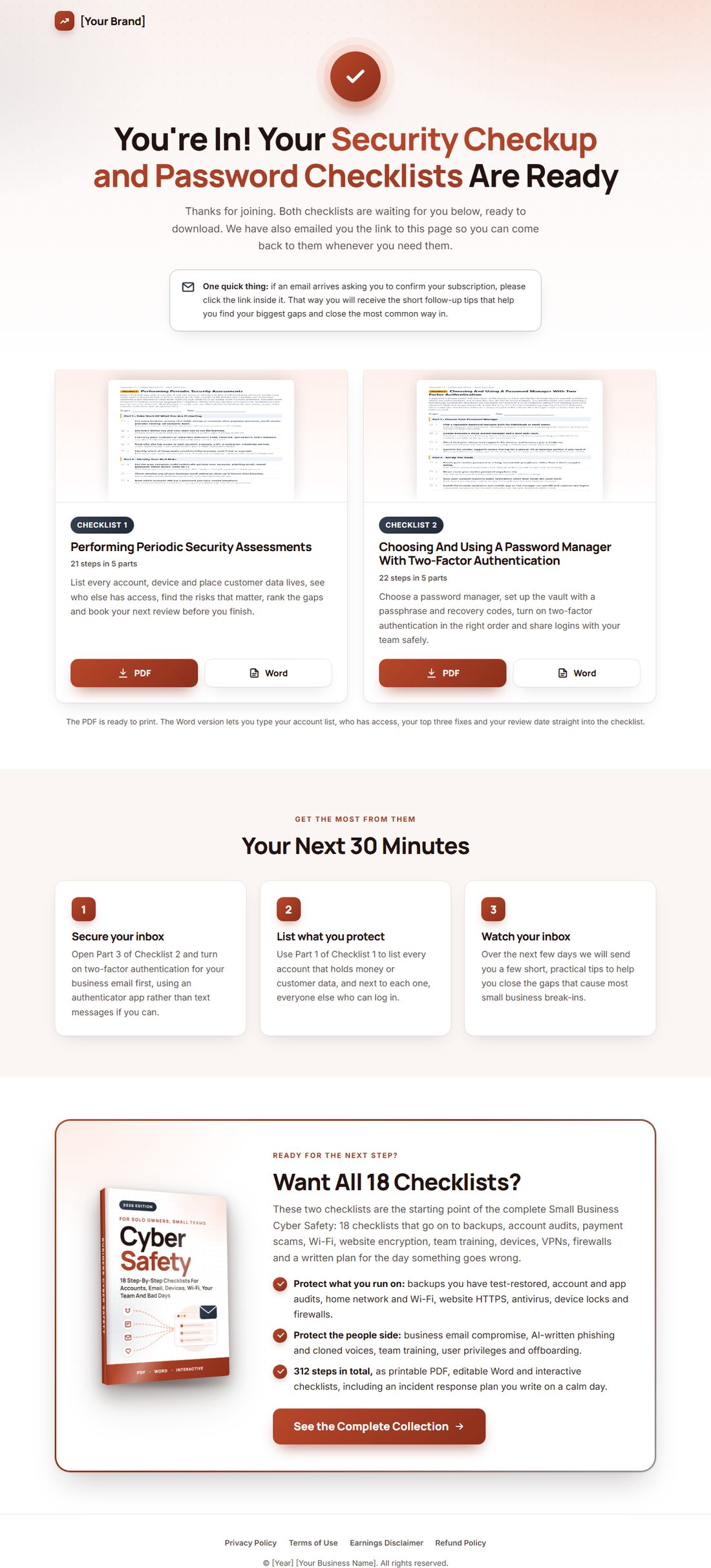 The download page on desktop