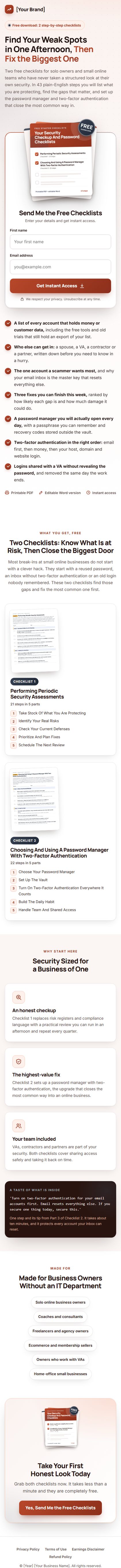 The Cyber Safety Profit Kit squeeze page on a phone
