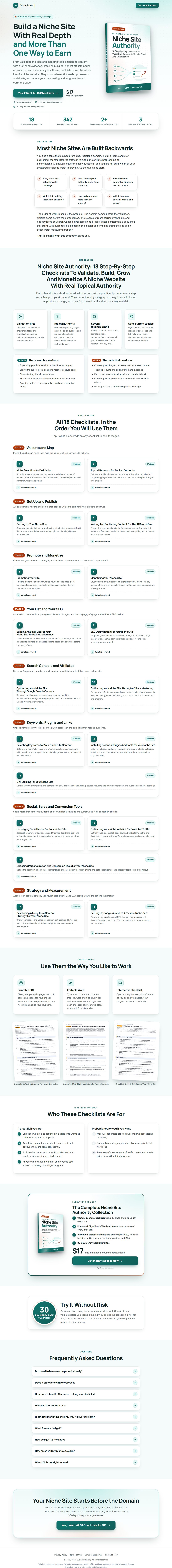 The Niche Website Profit Kit mini sales page, ready for your name