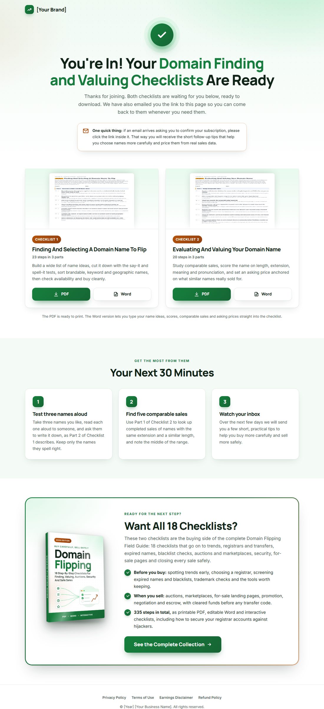 The download page on desktop